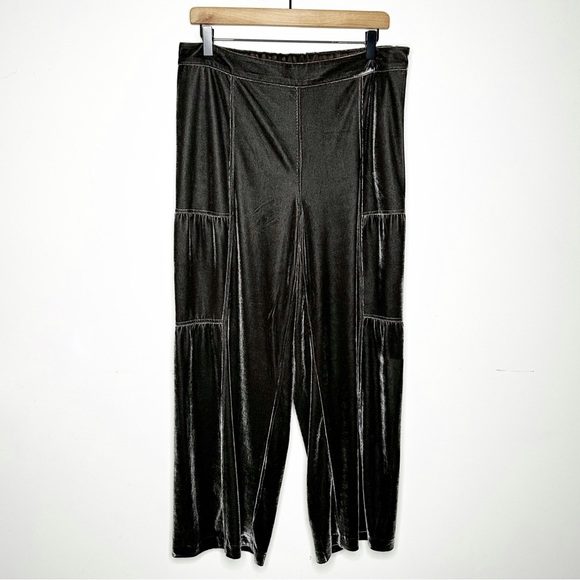 Soft Surroundings Veletta Velvet Wide Leg Pants Lagenlook Gray Brown Medium - Picture 2 of 15